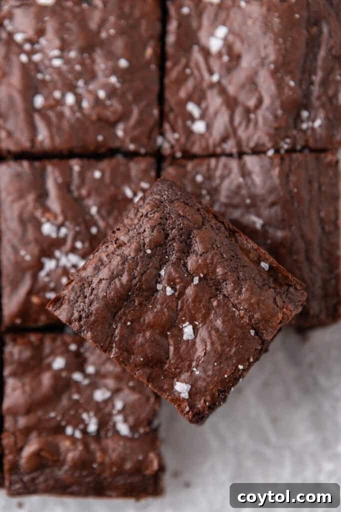 Sliced crinkly top brownies recipe