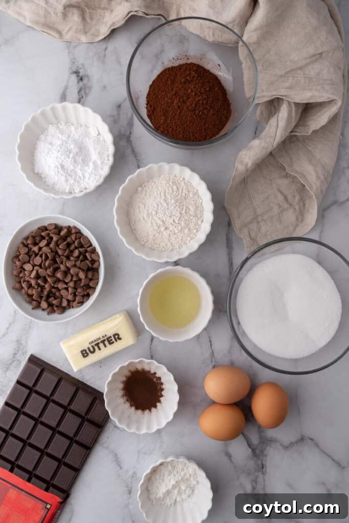 Brownie ingredients on the counter