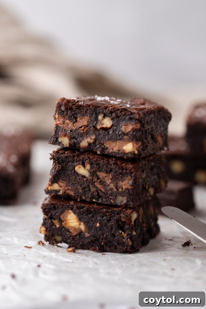 Stacked Brownies with a fudgy inside
