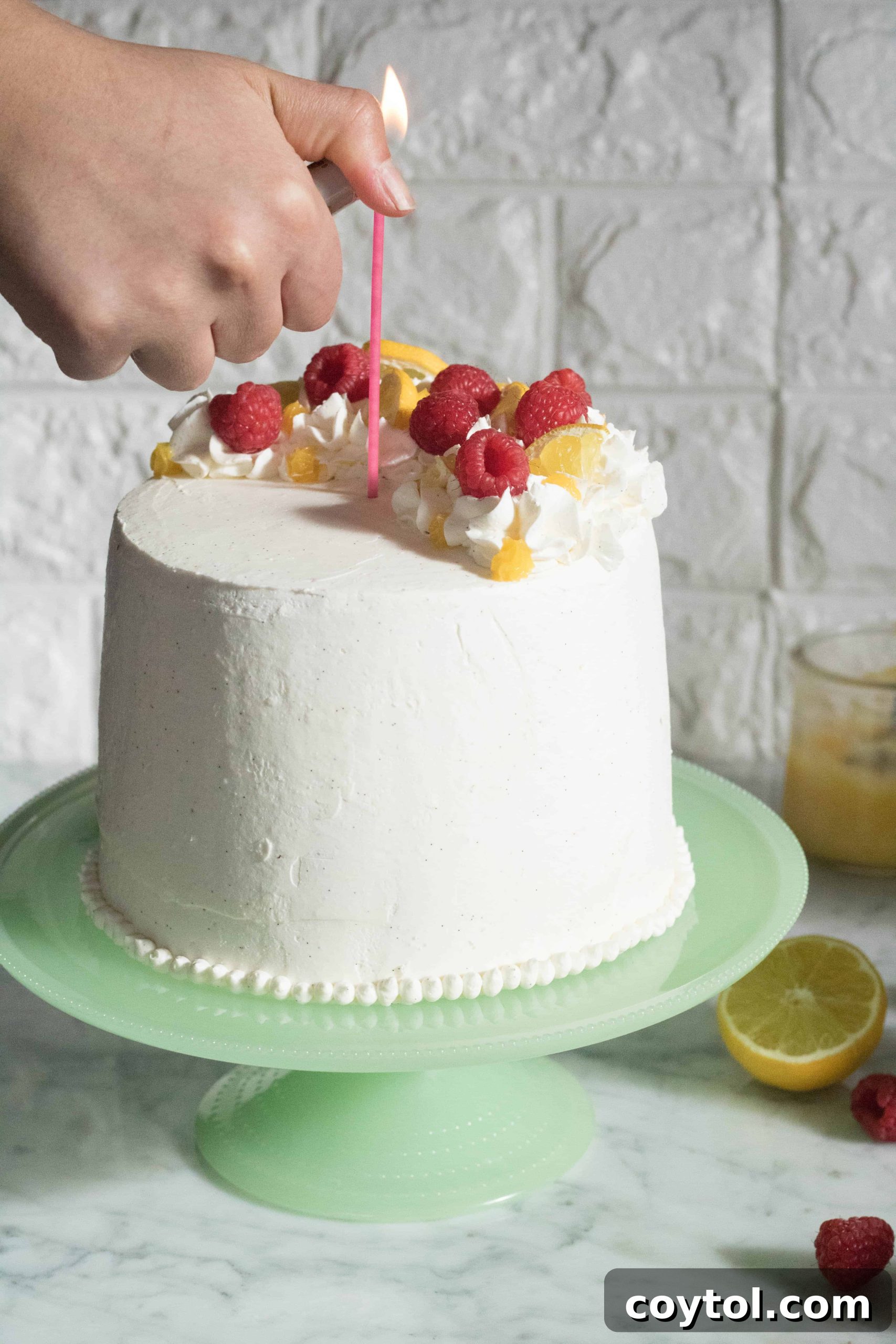 Triple-Layer Vanilla Cake with Lemon Curd and Italian Buttercream 3 Birthday cake Vanilla bean Italian meringue, lemon curd and vanilla cake layers for blog anniversary