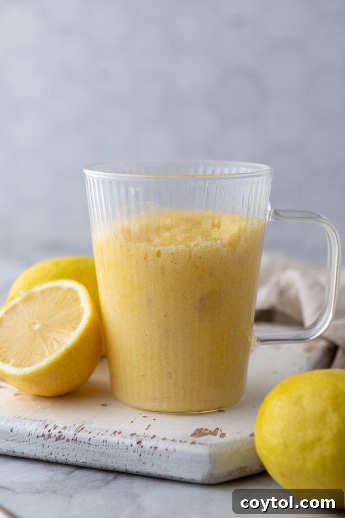 Speedy Lemon Mug Cake in Minutes 4 Lemon Mug Cake Recipe side shot