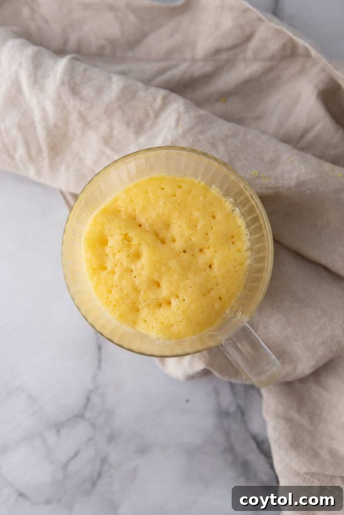 Speedy Lemon Mug Cake in Minutes 8 baked batter in a mug