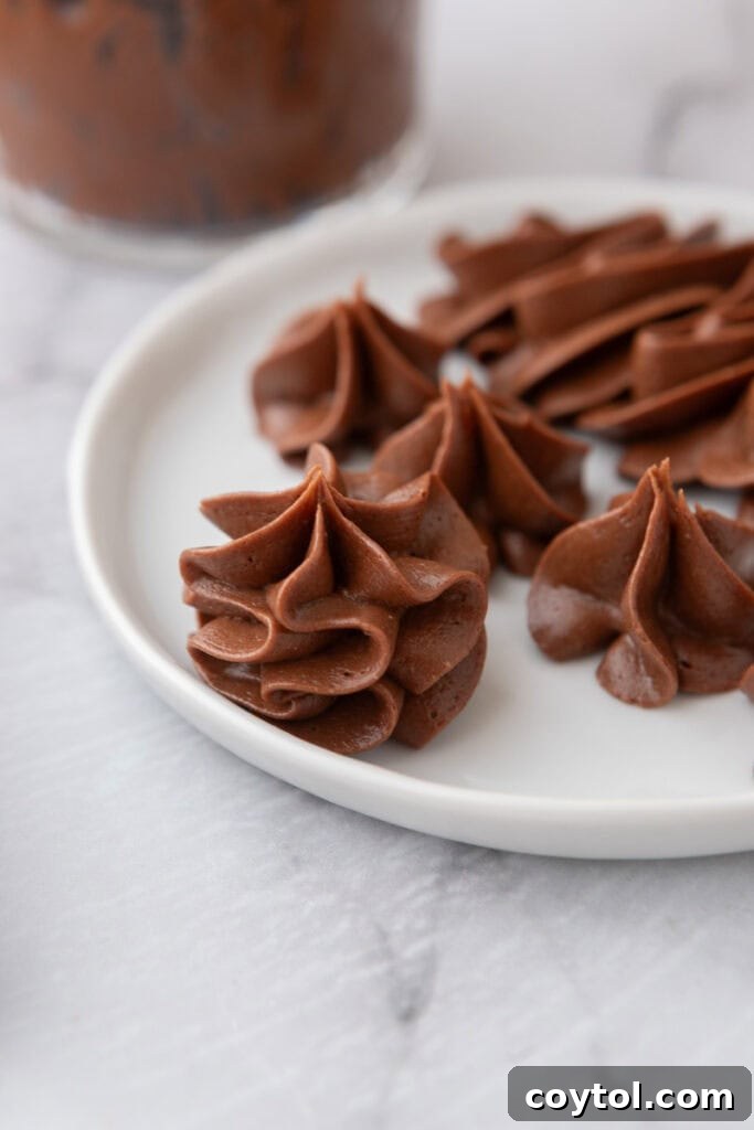 one-bowl chocolate buttercream recipe on a plate