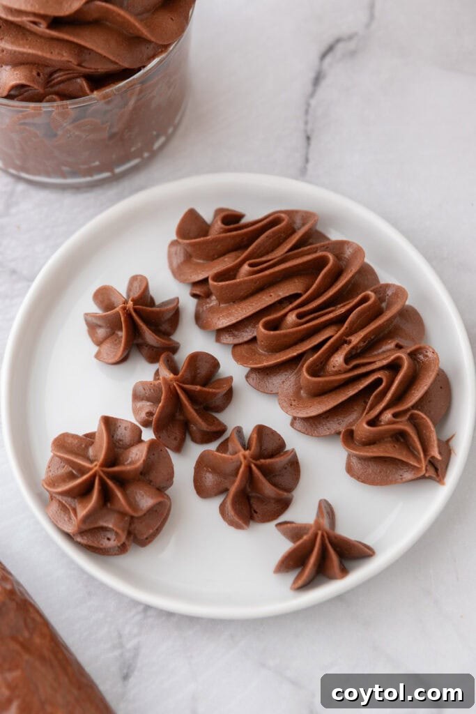 one-bowl chocolate buttercream recipe on a plate