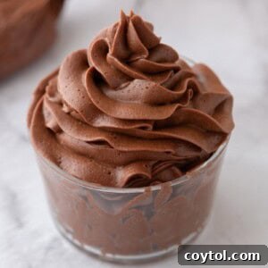 one-bowl chocolate buttercream recipe in a cup