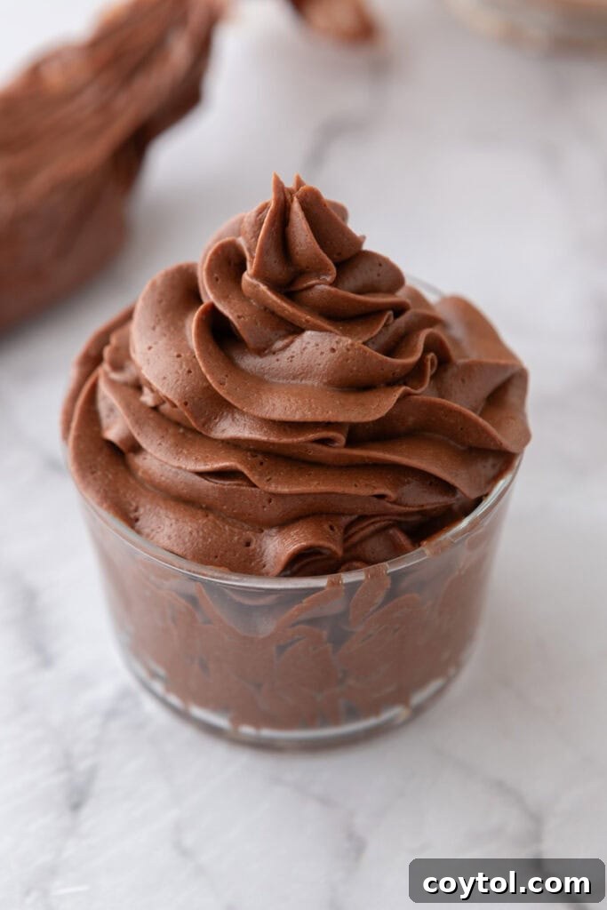 one-bowl chocolate buttercream recipe in a cup