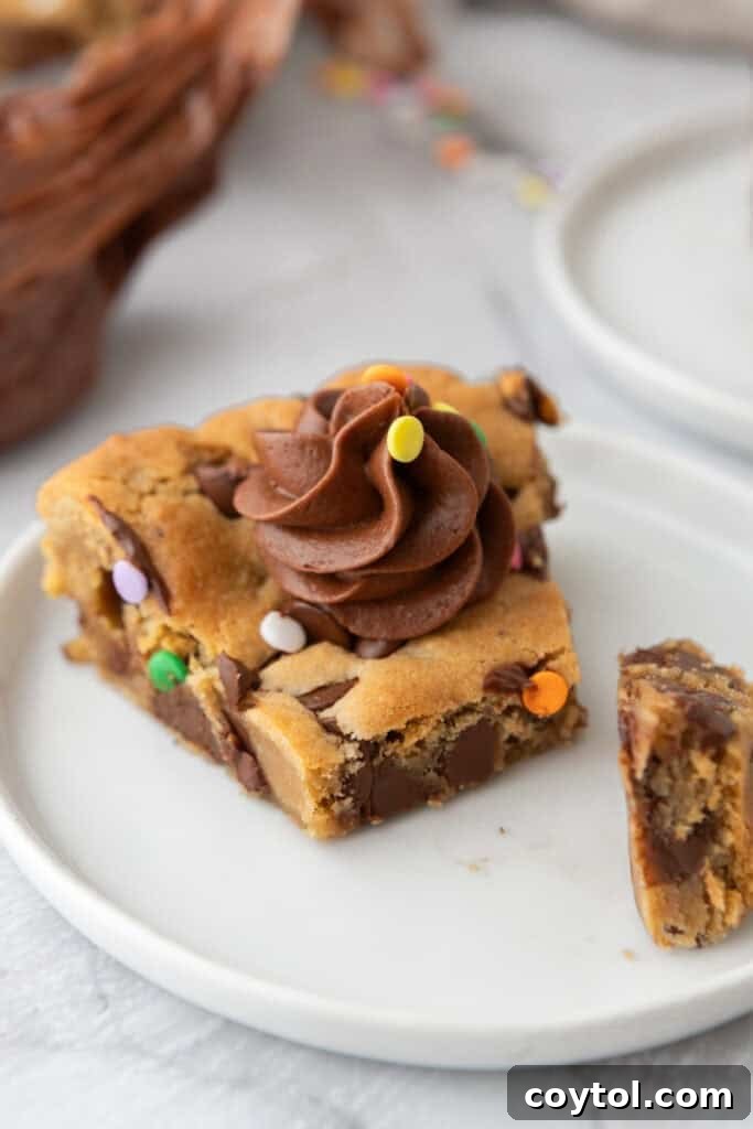 The Ultimate Homemade Chocolate Chip Cookie Cake 2 A perfectly baked, round chocolate chip cookie cake on a white plate, ready to be served.