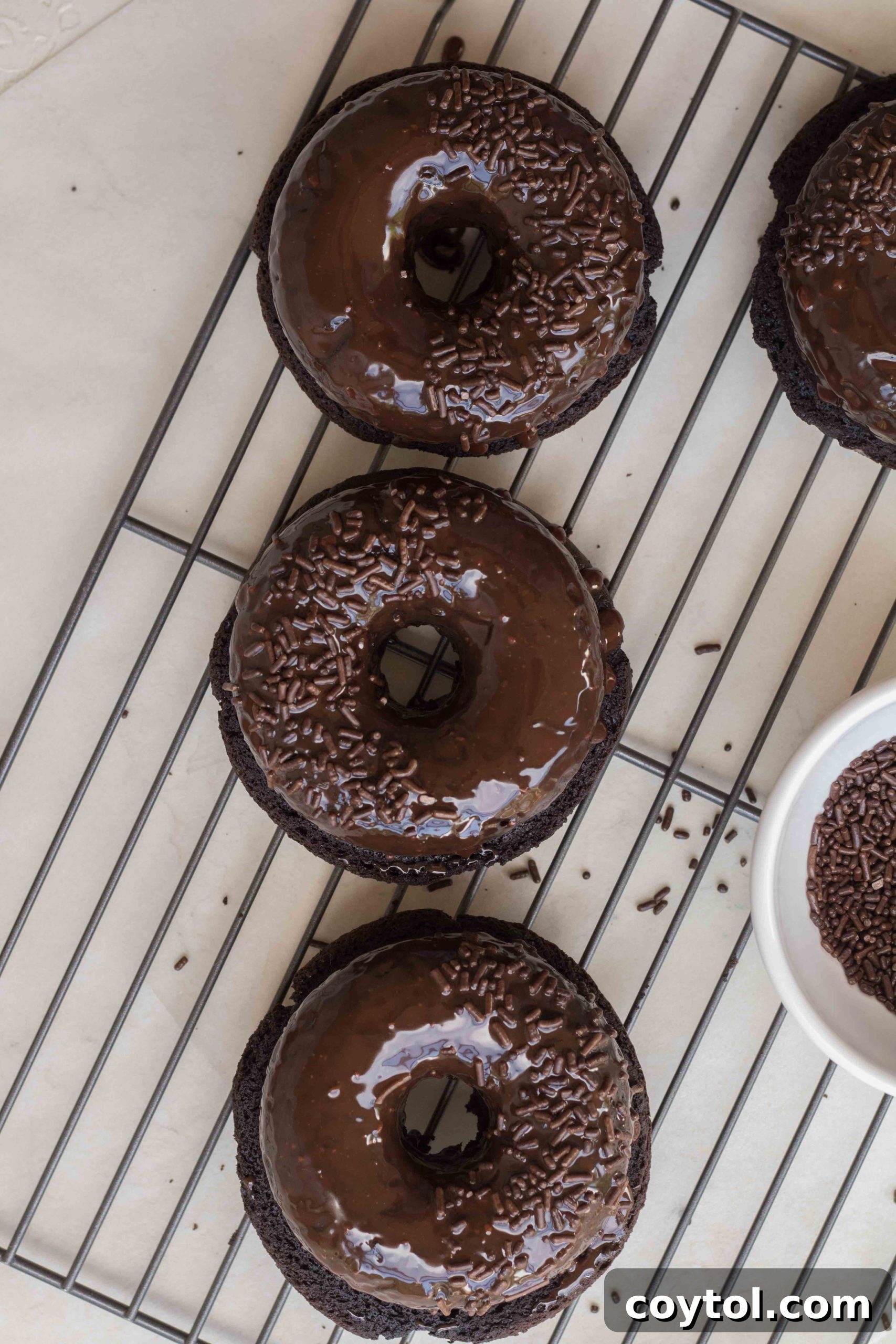 Homemade Baked Chocolate Doughnut Delights 7 Glazed baked chocolate donuts