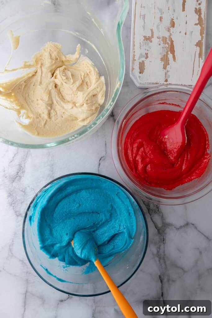 batter in three bowls