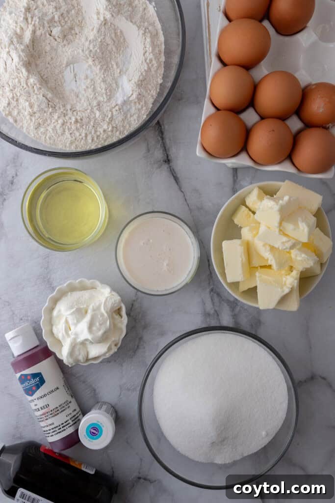 Red White and Blue Bundt Cake recipe ingredients