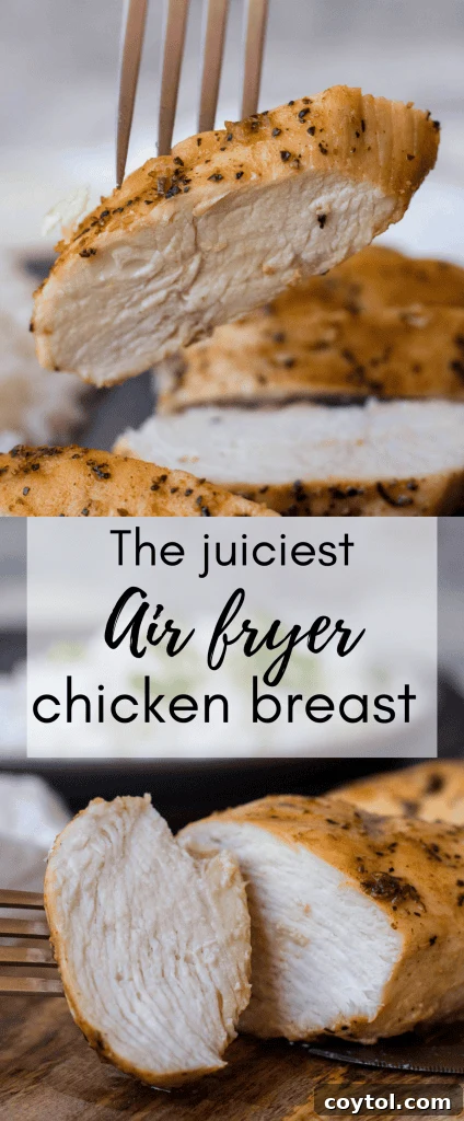 Air fryer fried chicken breast - graphic for Pinterest