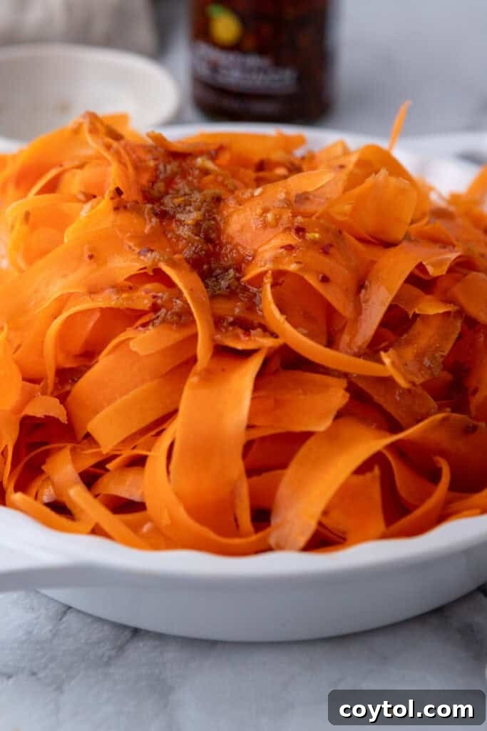 Carrot Ribbon Salad Recipe close up
