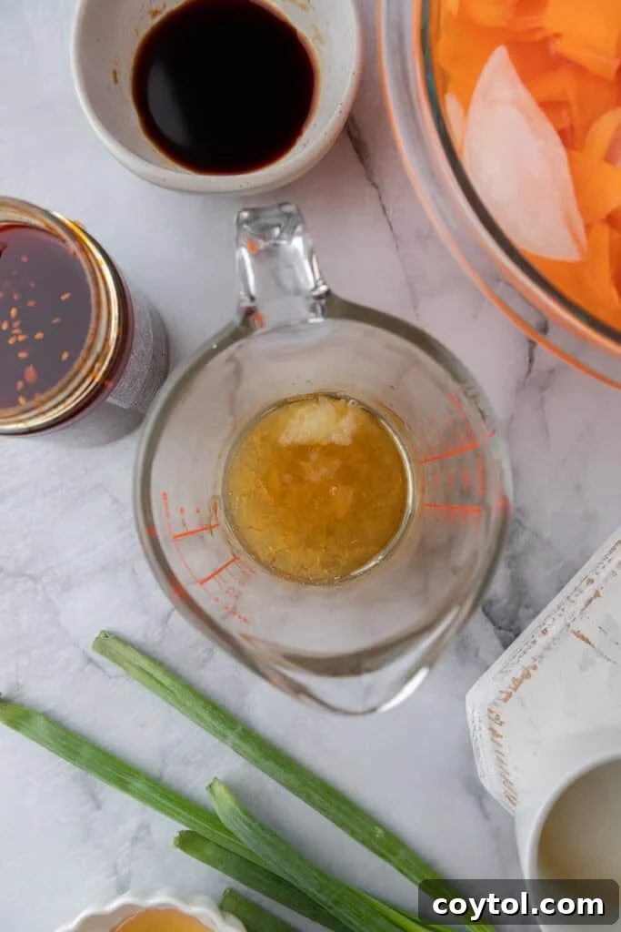 sauce ingredients in a cup