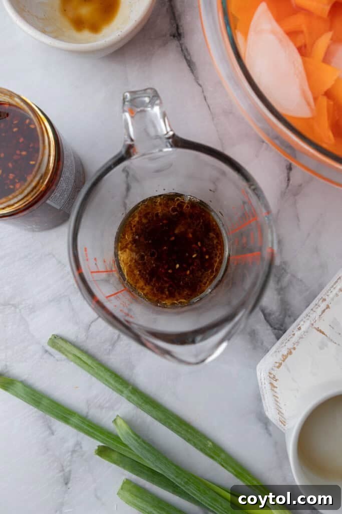 sauce ingredients in a cup