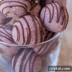 no bake coconut balls with raspberry