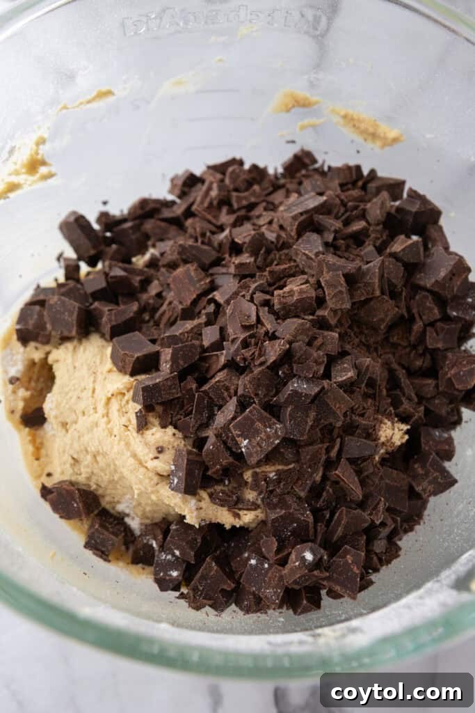 The Ultimate Jacques Torres Inspired Chocolate Chip Cookies 8 ingredients in a bowl