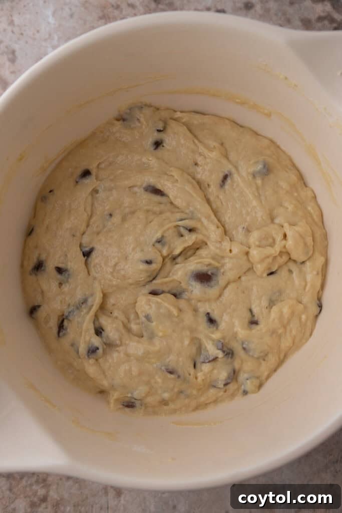Bake Bakery-Perfect Banana Chocolate Chip Muffins 9 ingredients in a bowl
