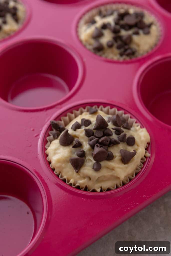 Bake Bakery-Perfect Banana Chocolate Chip Muffins 10 raw batter in liners