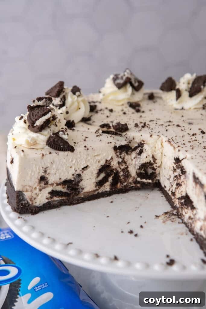 No Bake Oreo Cheesecake Recipe on a plate