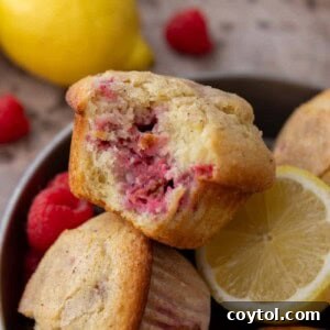 Lemon Raspberry muffins split in half