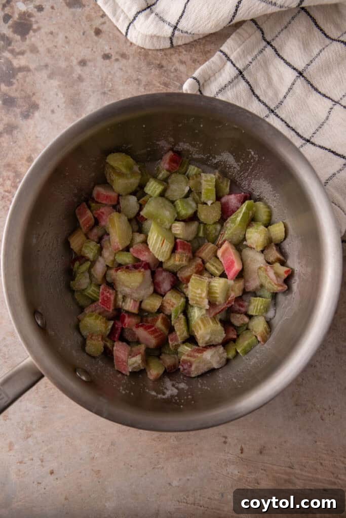 Ingredients in a pot, stirred and ready for cooking.