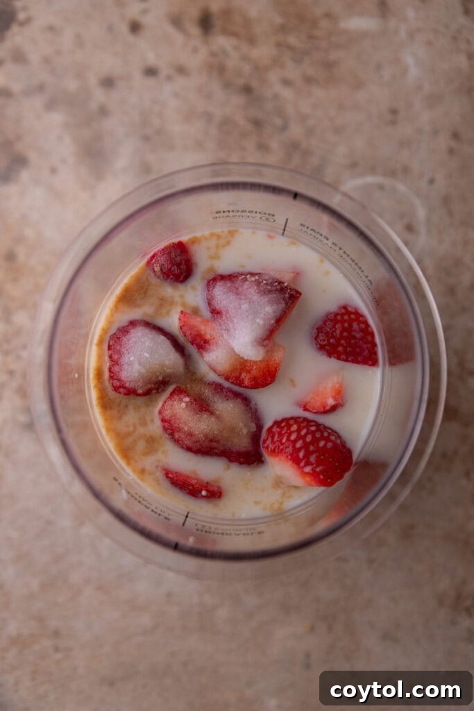 Effortless Strawberry Cottage Cheese Ice Cream with Ninja Creami 4 Ninja creami ice cream ingredients in pint container