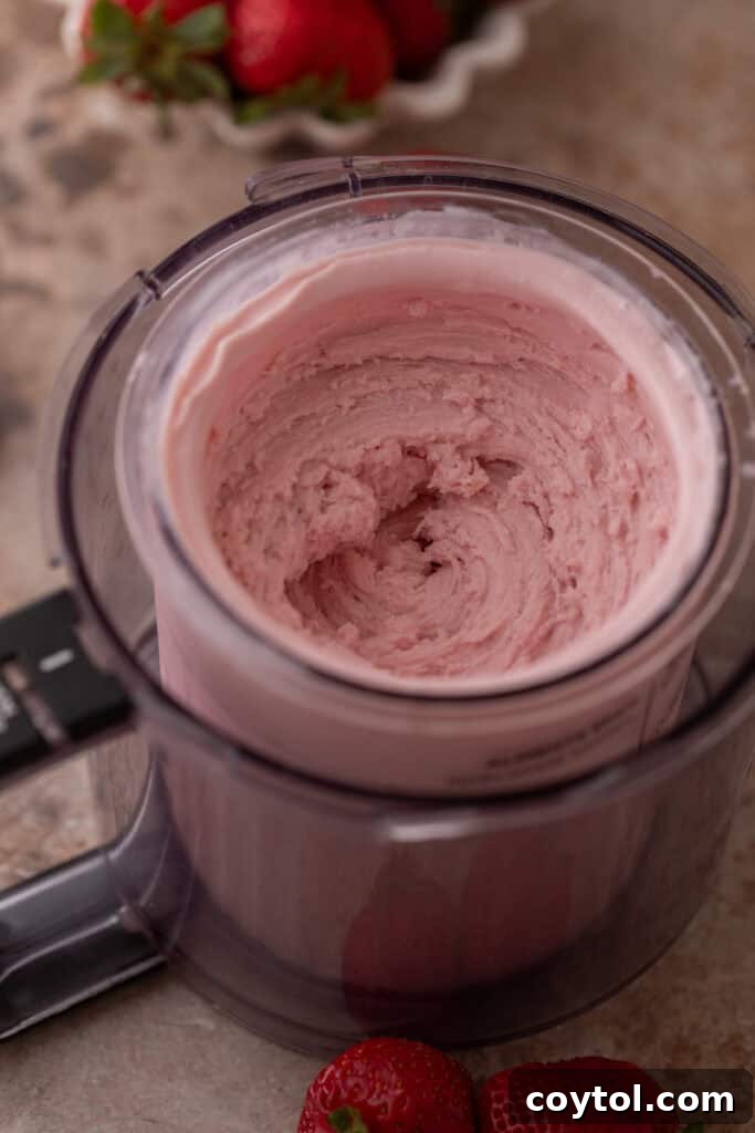Effortless Strawberry Cottage Cheese Ice Cream with Ninja Creami 8 Smooth ninja creami ice cream in container