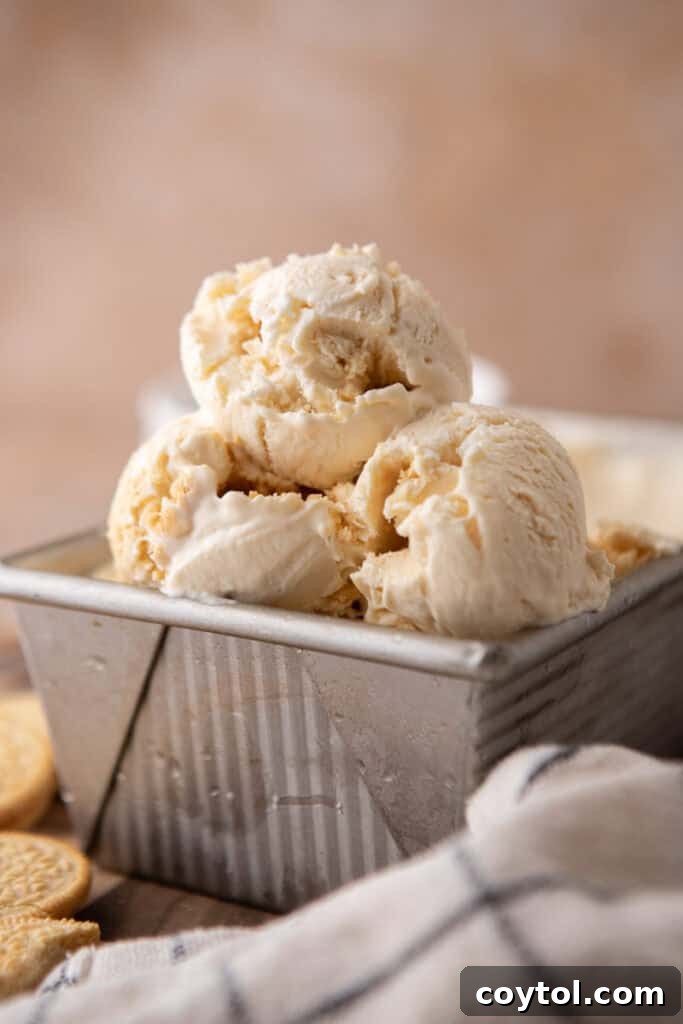 No-Churn Cream Cheese Ice Cream recipe in a pan