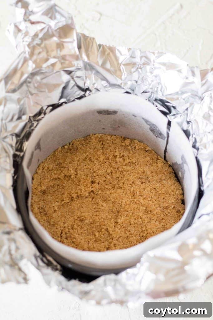 Graham cracker crust pressed evenly into 4-inch cheesecake pan