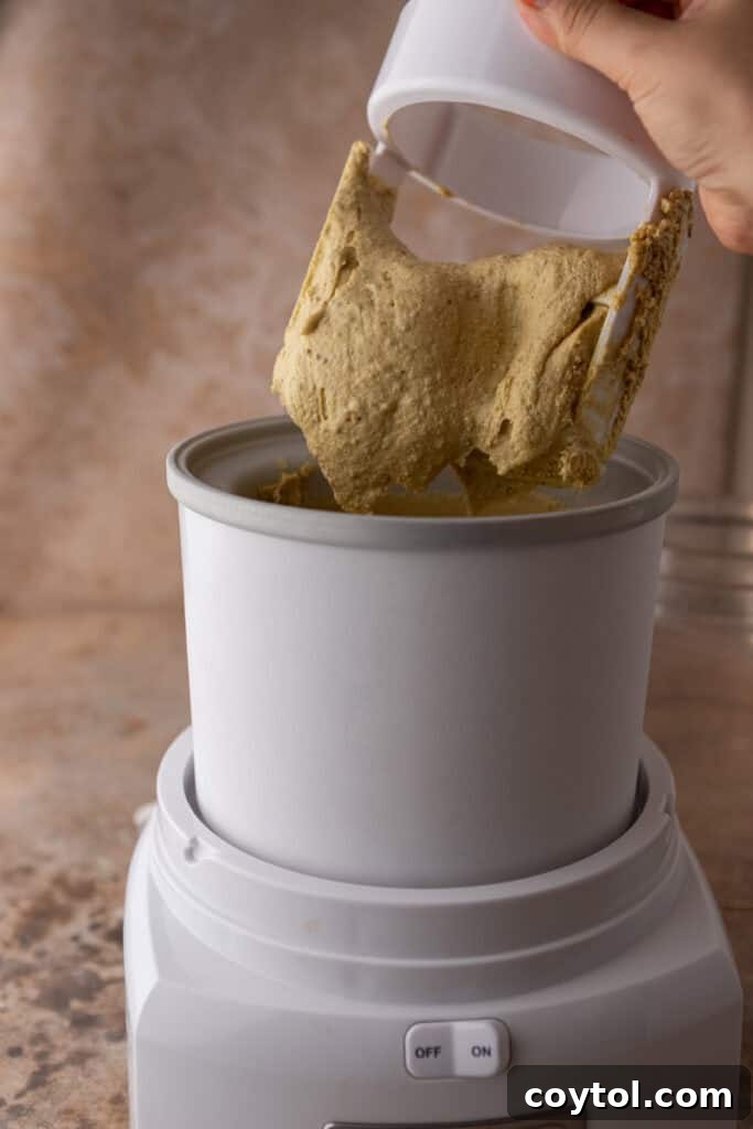 Crafting the Ultimate Homemade Pistachio Ice Cream 14 Finished soft-serve consistency ice cream in the machine