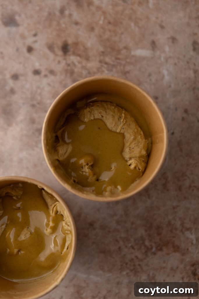 Crafting the Ultimate Homemade Pistachio Ice Cream 15 Layering churned ice cream into a container