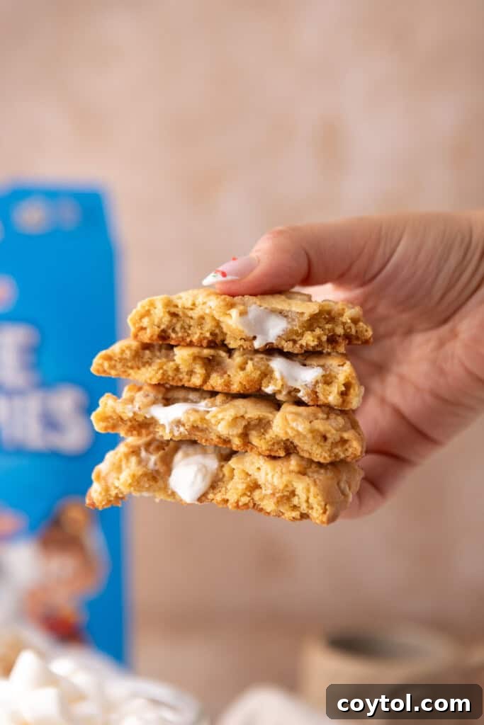 Another mouth-watering image of Costco Marshmallow Crispy Cookies, showing their golden tops and soft interiors.
