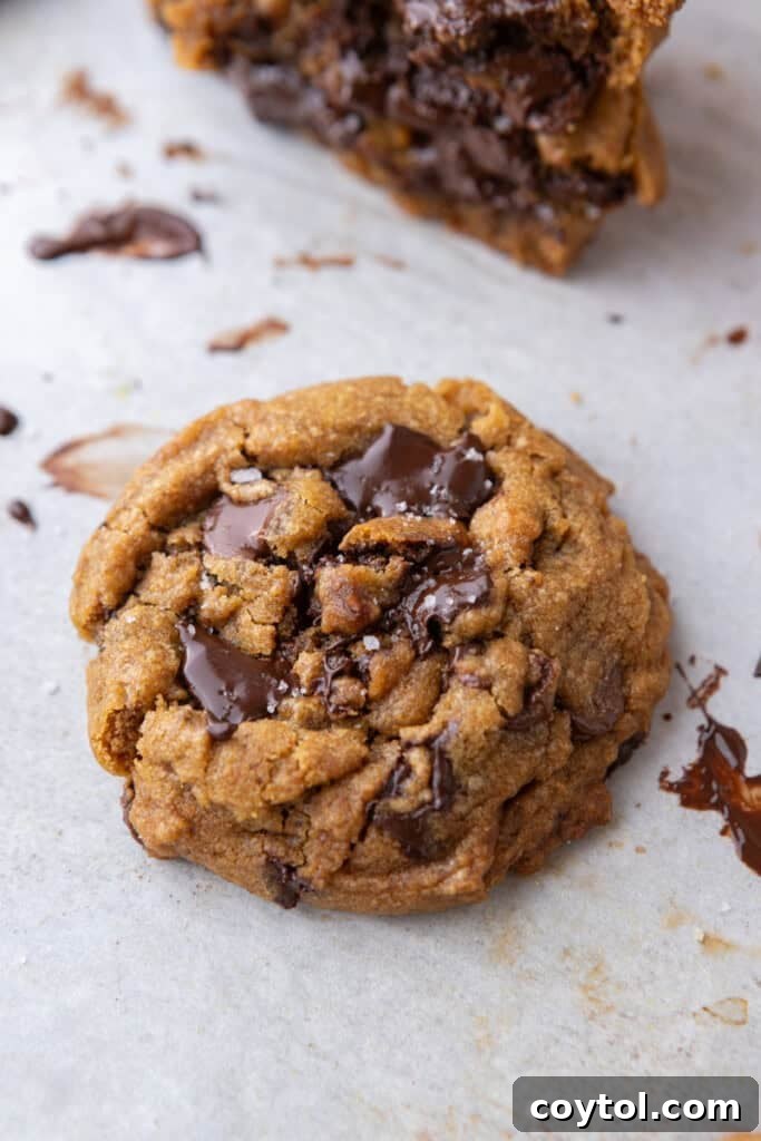 Nutty Brown Butter Pumpkin Chocolate Chip Cookies 2 Brown Butter Pumpkin Chocolate Chip Cookies on parchment paper