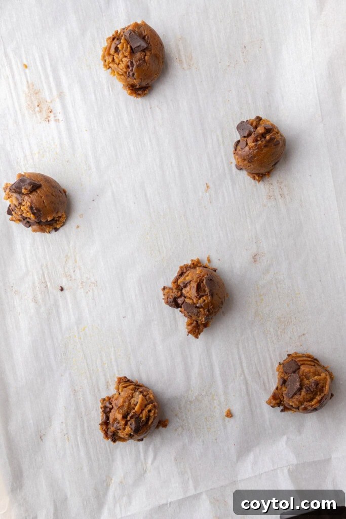 Nutty Brown Butter Pumpkin Chocolate Chip Cookies 12 dough on parchment paper