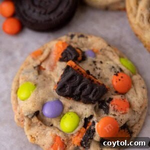 Halloween Oreo M&m's cookies with colorful candies