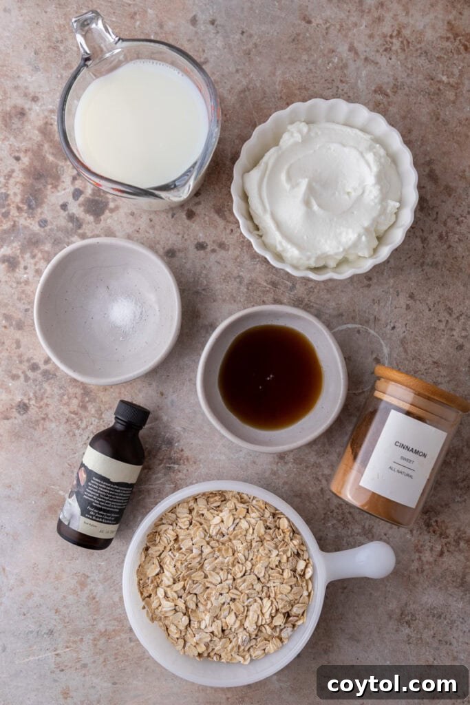 High Protein Overnight Oats recipe ingredients