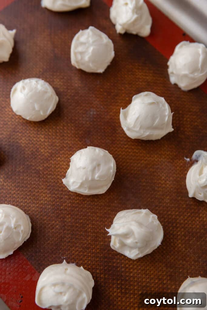 filling ingredients rolled into balls