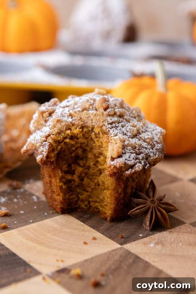 Panera Bread Pumpkin Muffins recipe with a bite taken out