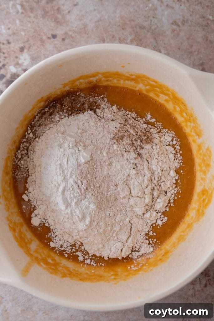 wet and dry ingredients in a bowl