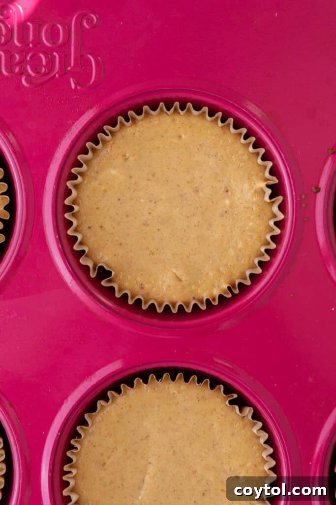 baked filling in the muffin liners