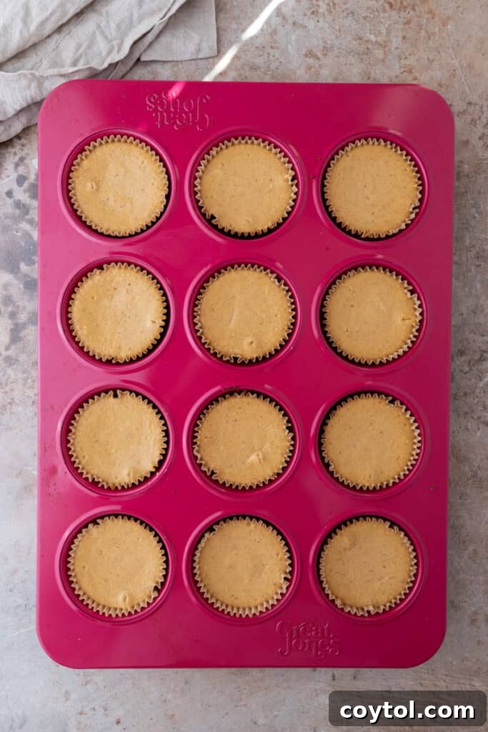 baked filling in the muffin liners
