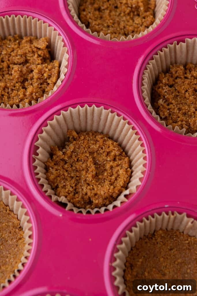 crust mixture in muffin liners