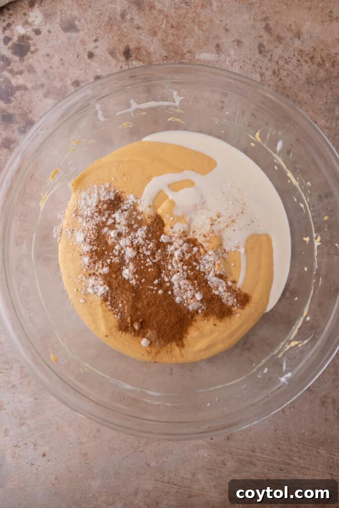 filling ingredients in a bowl