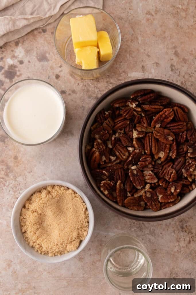 Irresistible Pecan Pie Cheesecake Bites 5 Additional ingredients like sugars, vanilla extract, and butter, essential for the mini pecan pie cheesecake recipe.