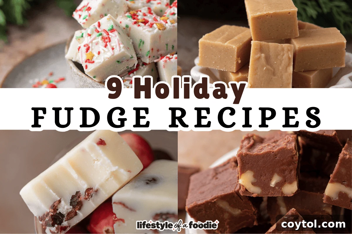 Assortment of festive Christmas fudge pieces on a serving platter