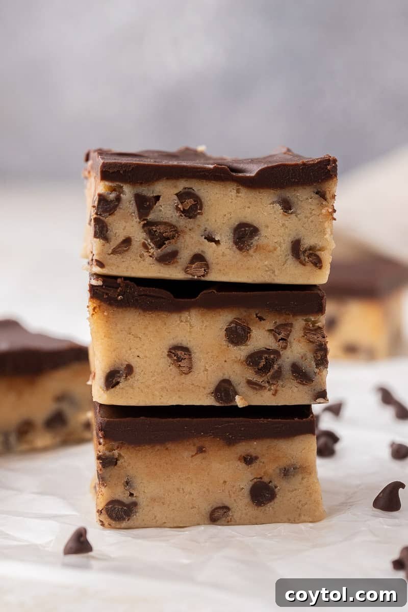 Stack of cookie dough bars