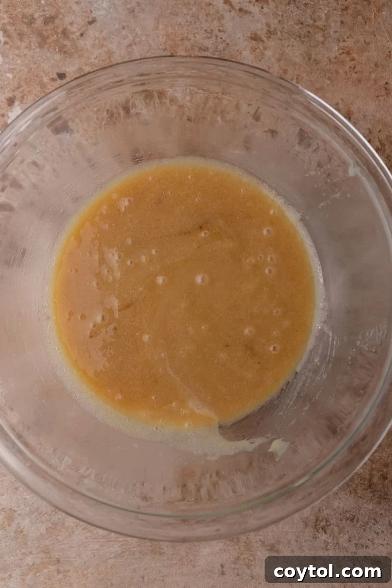 Smooth combined caramel mixture before microwaving