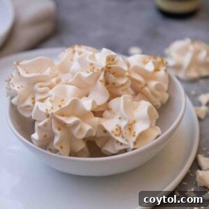 How to make meringue cookies: a beautiful pile of light, crisp meringues.