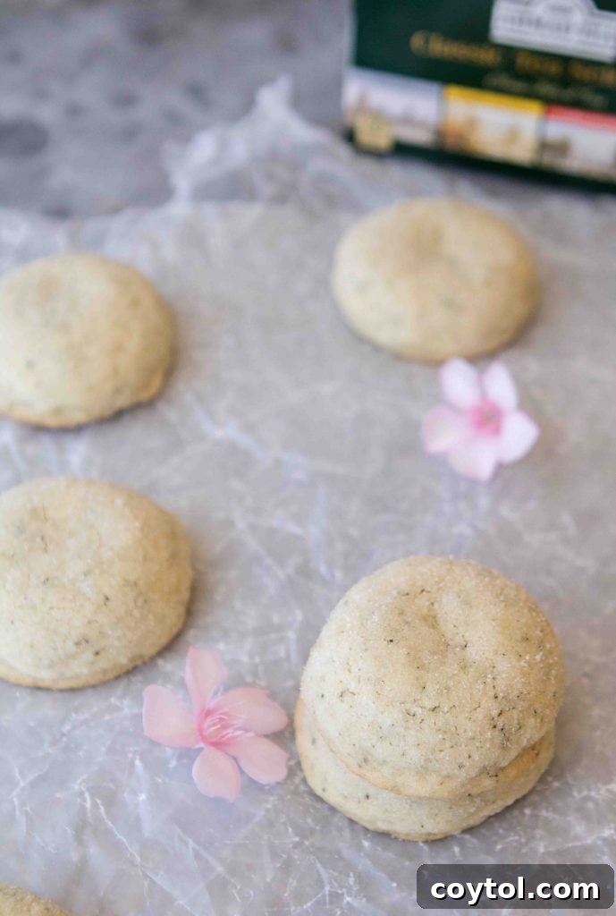 A stack of easy Earl Grey cookies, showcasing their thick and soft texture.