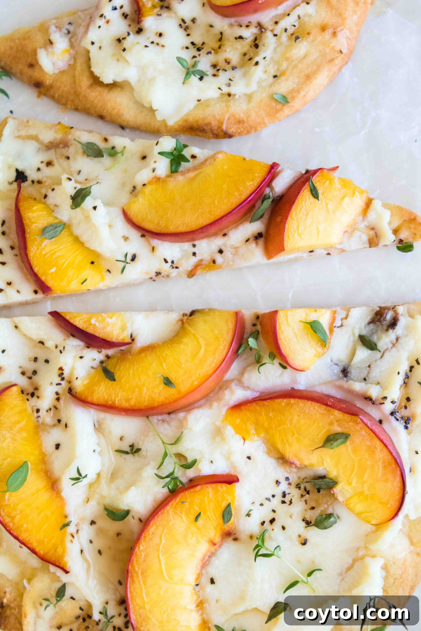 Summer appetizer recipe featuring seasonal stone fruit and creamy cheese